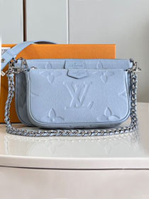 Louis vuitton original calfskin multi pochette M80399 light blue