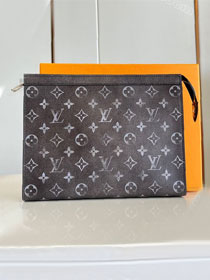 Louis vuitton original brushed calfskin pochette voyage M11764 black