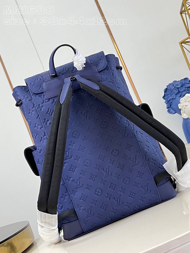 Louis vuitton original calfskin christopher backpack MM M11688 blue