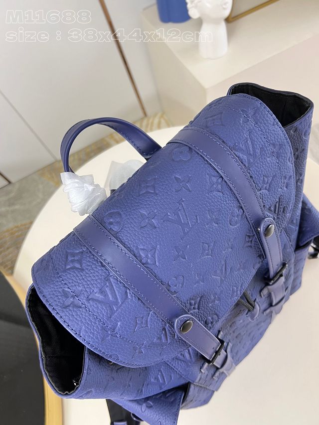 Louis vuitton original calfskin christopher backpack MM M11688 blue