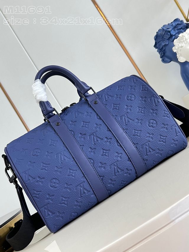 Louis vuitton original calfskin keepall 35 M11691 blue