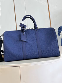 Louis vuitton original calfskin keepall 50 M11495 blue