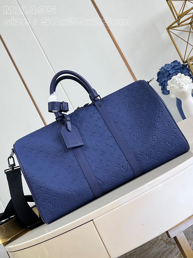 Louis vuitton original calfskin keepall 50 M11495 blue