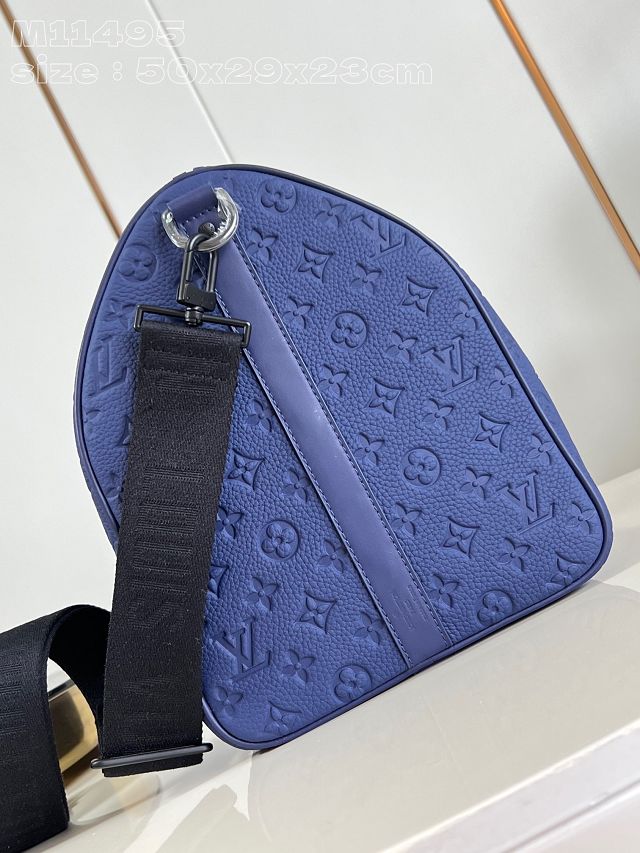 Louis vuitton original calfskin keepall 50 M11495 blue