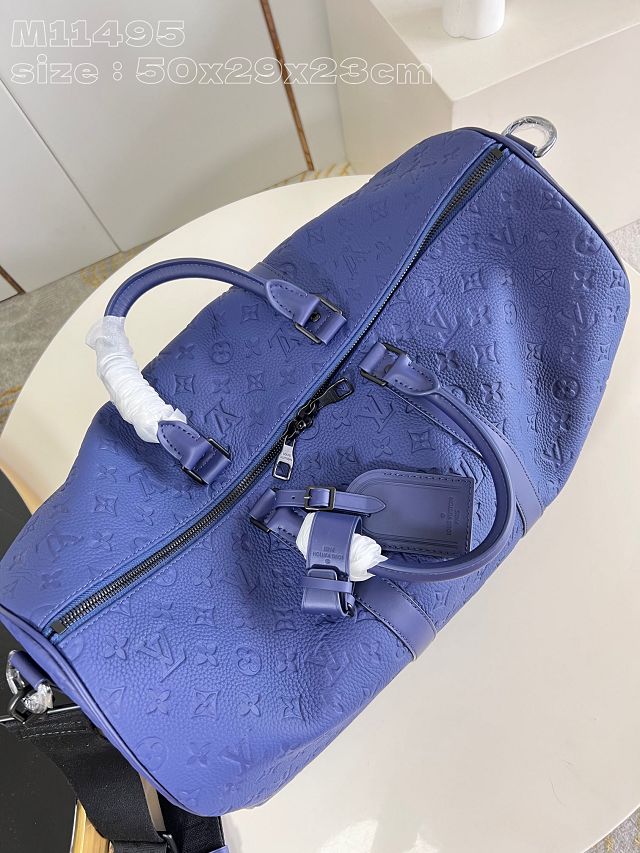 Louis vuitton original calfskin keepall 50 M11495 blue