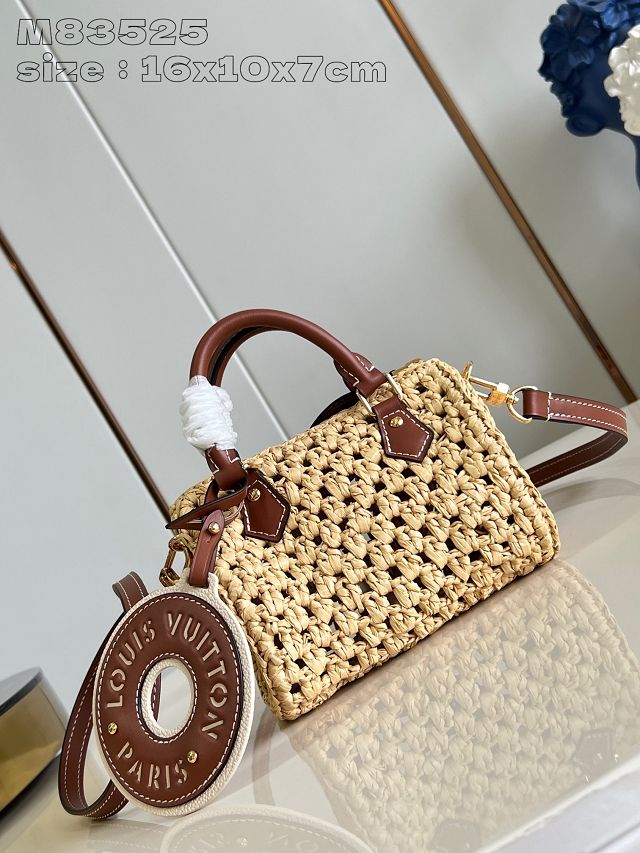 Louis vuitton original raffia nano speedy handbag M83525 natural