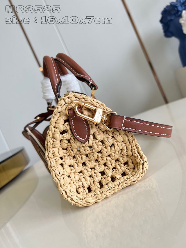 Louis vuitton original raffia nano speedy handbag M83525 natural