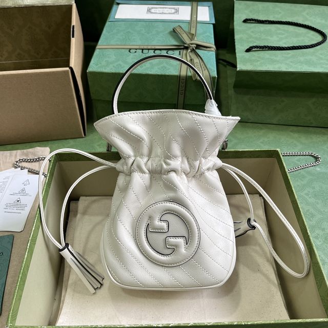 GG original calfskin blondie mini bucket bag 760313 white