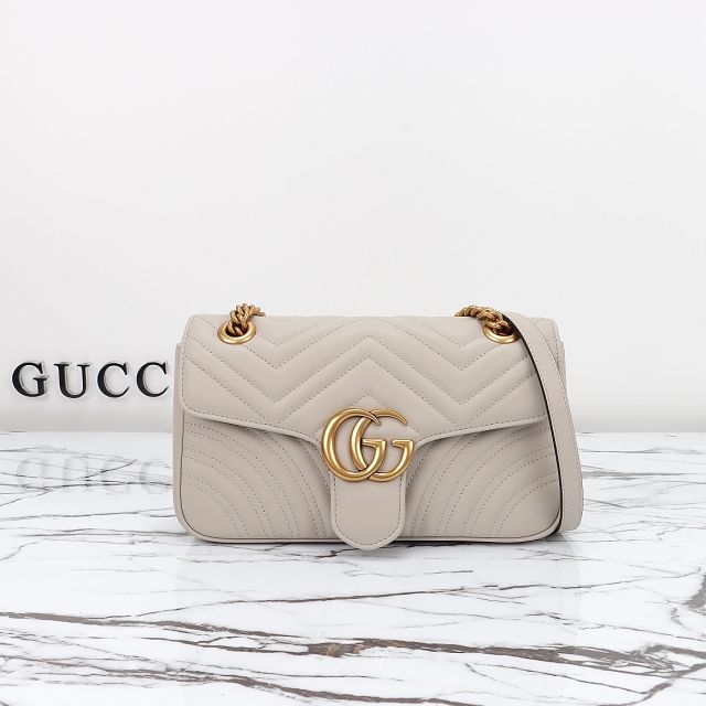 GG original calfskin marmont small shoulder bag 443497 light grey