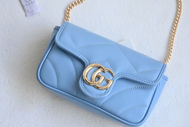 GG original calfskin marmont super mini bag 476433 light blue