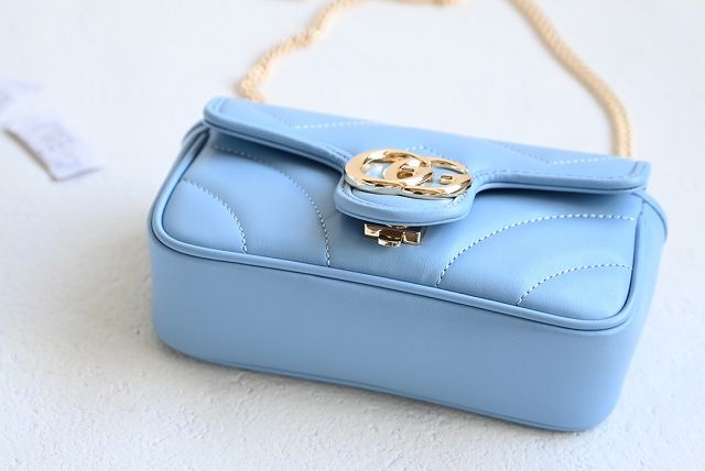 GG original calfskin marmont super mini bag 476433 light blue