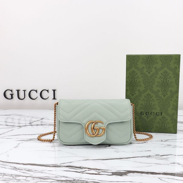 GG original calfskin marmont super mini bag 476433 light green