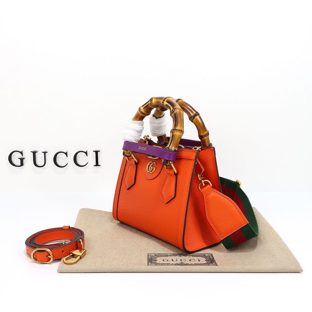 GG original calfskin diana mini tote bag 702732 orange