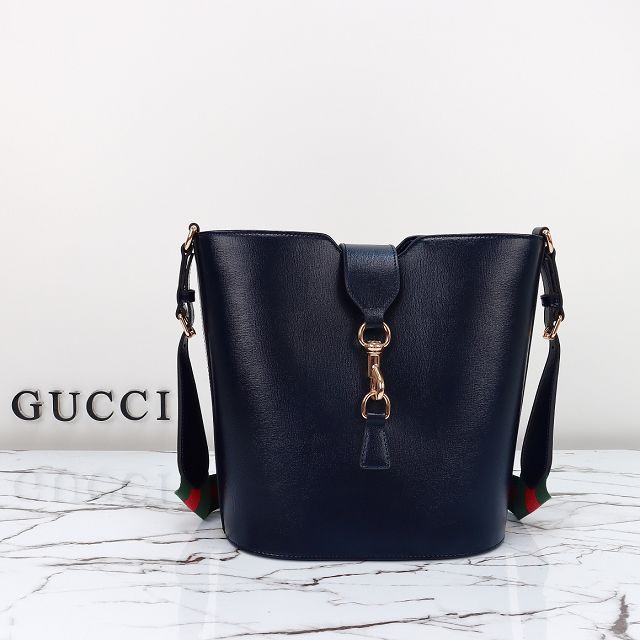 GG original calfskin medium bucket shoulder bag 782904 dark blue