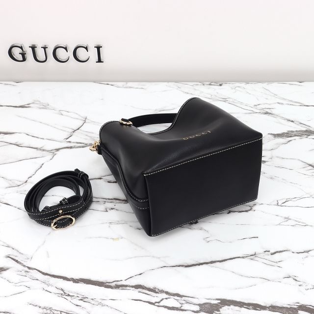 GG original calfskin emblem mini bucket bag 815118 black