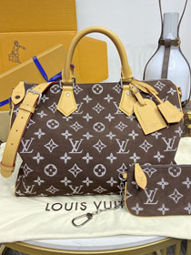 Louis vuitton original suede calfskin speedy P9 40 M24430 dark brown