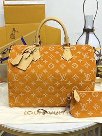 Louis vuitton original suede calfskin speedy P9 40 M24430 orange