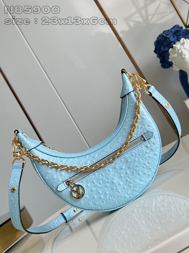 Louis vuitton original ostrich calfskin loop PM handbag N85900 blue