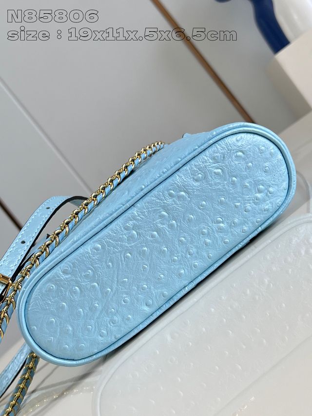 Louis vuitton original ostrich calfskin vanity chain pouch N85806 blue