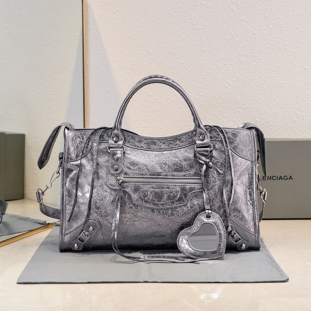 Balenciaga original lambskin le city medium bag 7977862 dark silver