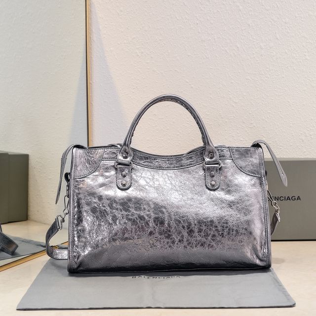 Balenciaga original lambskin le city medium bag 7977862 dark silver