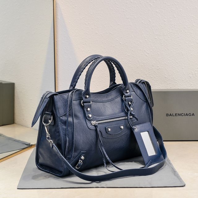 Balenciaga original lambskin le city medium bag 7977862 navy blue