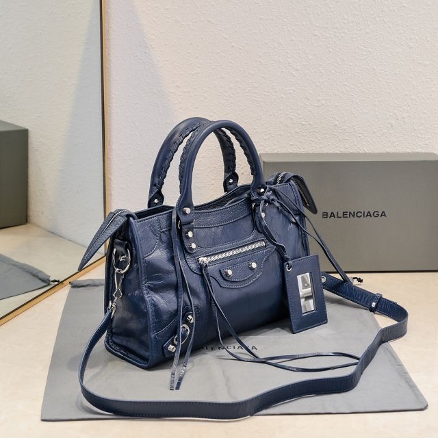 Balenciaga original lambskin le city small bag 8114422 navy blue