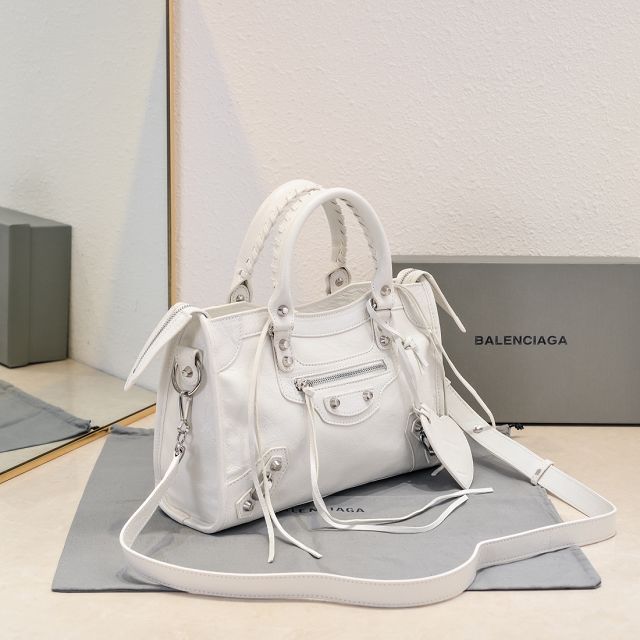 Balenciaga original lambskin le city small bag 8114422 white