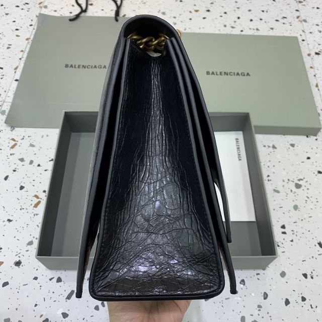 Balenciaga original calfskin crush large chain bag 7163322 black