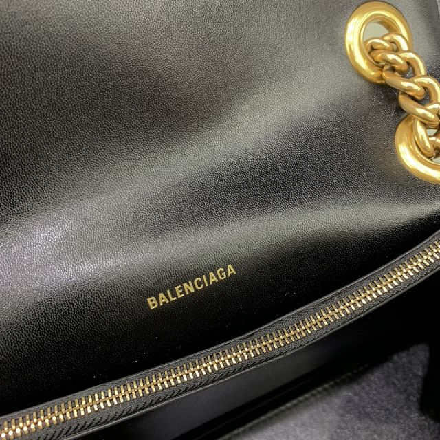 Balenciaga original calfskin crush medium chain bag 7163932 black