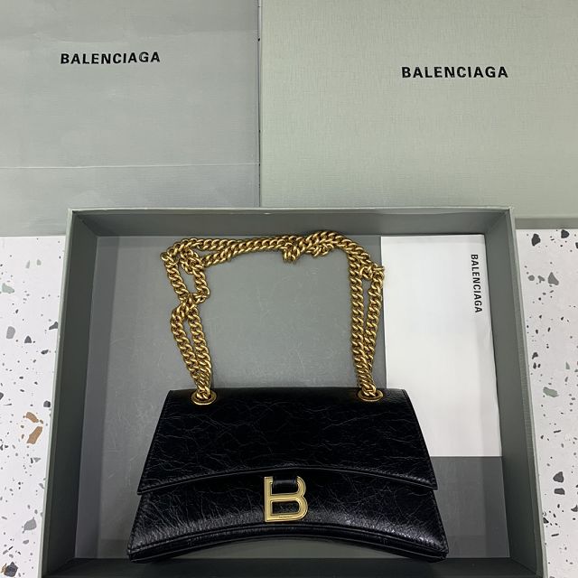 Balenciaga original calfskin crush small chain bag 7163512 black