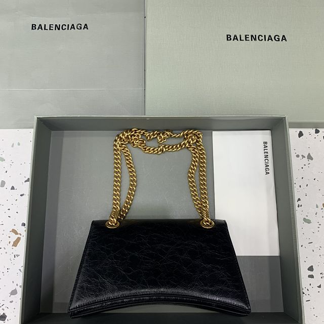 Balenciaga original calfskin crush small chain bag 7163512 black