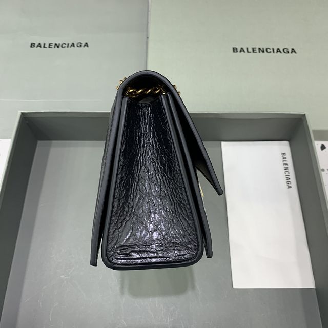 Balenciaga original calfskin crush small chain bag 7163512 black