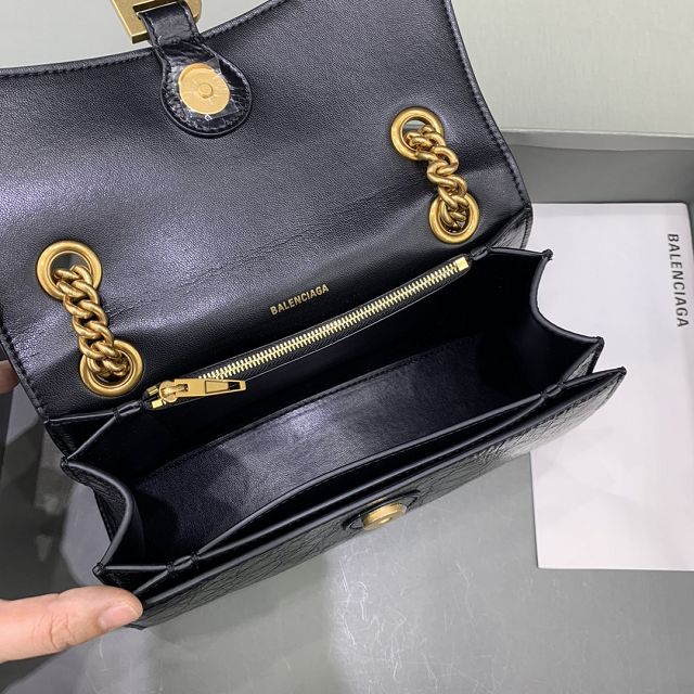 Balenciaga original calfskin crush small chain bag 7163512 black