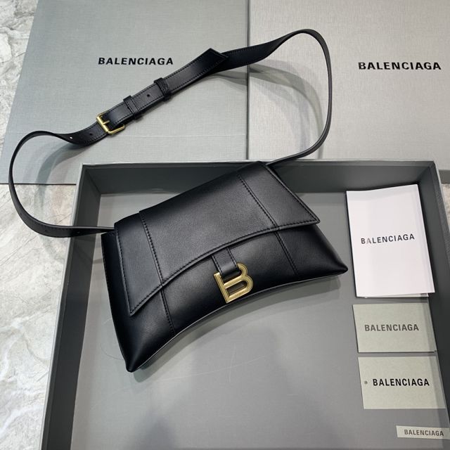 Balenciaga original calfskin downtown small shoulder bag 67135329 black