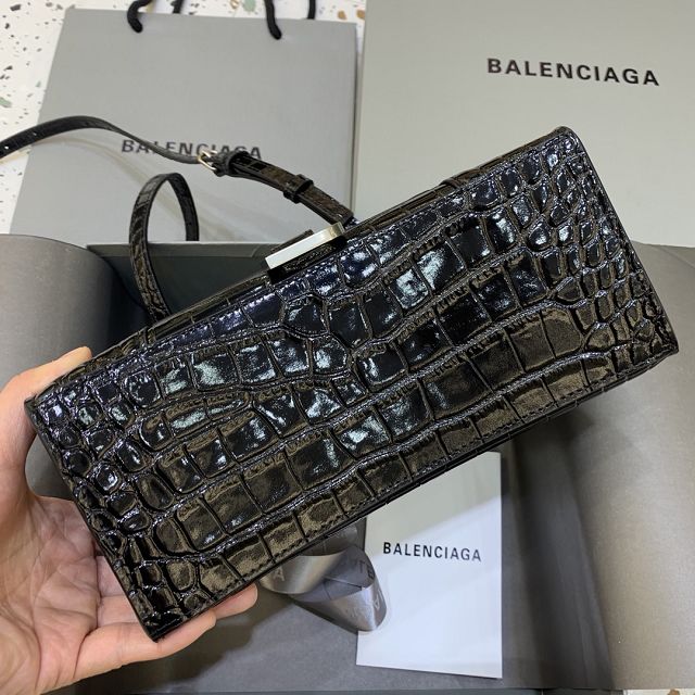 Balenciaga original crocodile calfskin hourglass small handbag 5935461 black