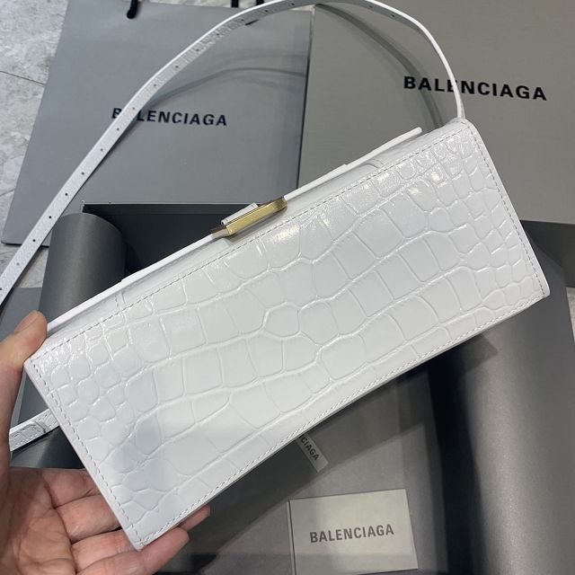 Balenciaga original crocodile calfskin hourglass small handbag 5935461 white