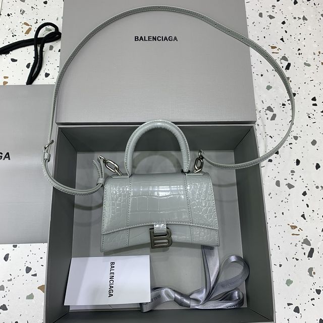 Balenciaga original crocodile calfskin hourglass xs handbag 5928331 grey