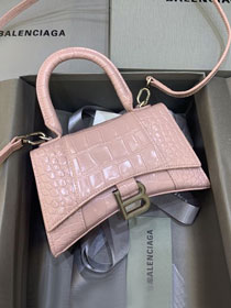 Balenciaga original crocodile calfskin hourglass xs handbag 5928331 pink