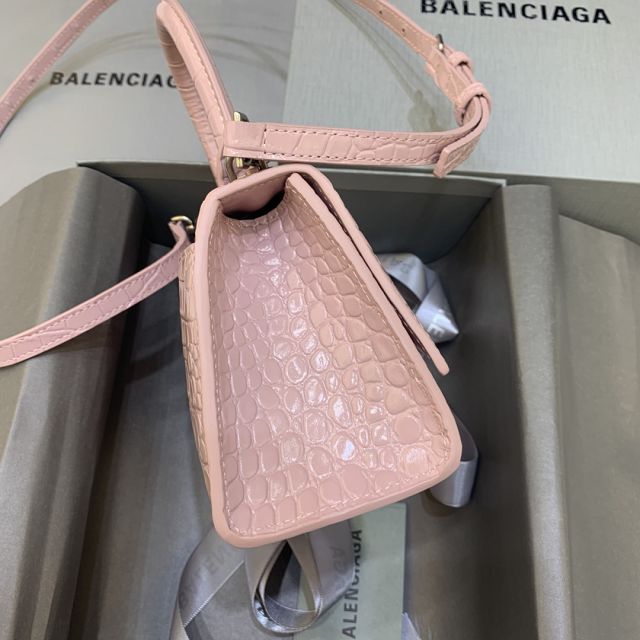 Balenciaga original crocodile calfskin hourglass xs handbag 5928331 pink