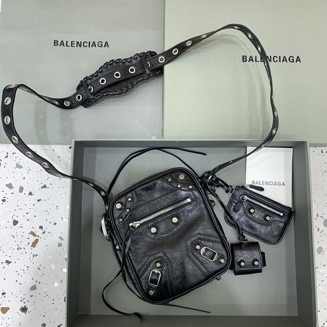 Balenciaga original  lambskin le cagole mini shoulder bag 700940432 black