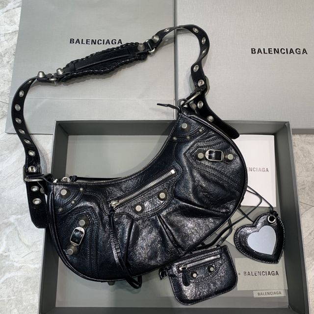 Balenciaga original lambskin le cagole small shoulder bag 6713071 black