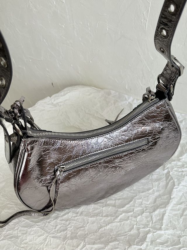 Balenciaga original lambskin le cagole small shoulder bag 6713071 silver