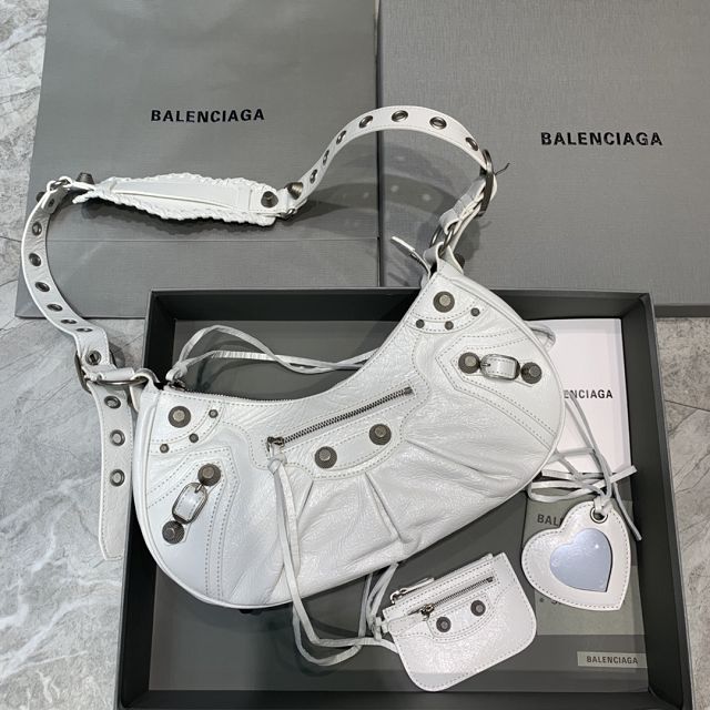 Balenciaga original lambskin le cagole small shoulder bag 6713071 white