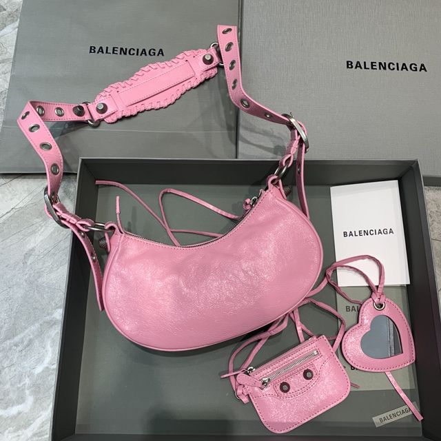 Balenciaga original lambskin le cagole xs shoulder bag 6713091 pink