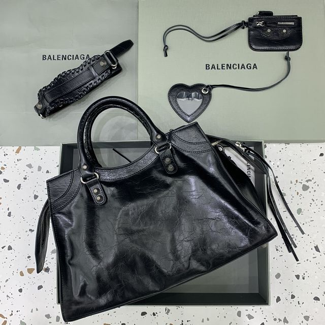 Balenciaga original  lambskin neo cagole city handbag 700451210 black