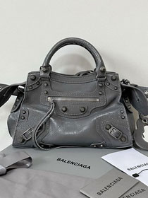 Balenciaga original  lambskin neo cagole xs city handbag 700940210 grey