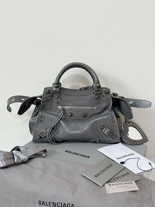 Balenciaga original  lambskin neo cagole xs city handbag 700940210 grey