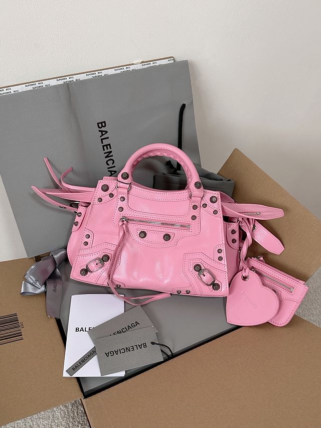 Balenciaga original  lambskin neo cagole xs city handbag 700940210 pink