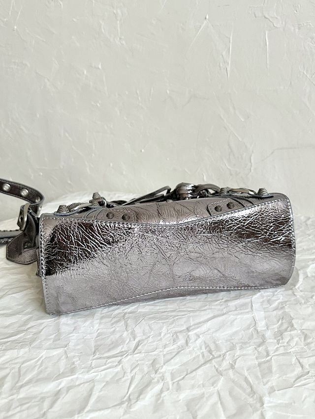 Balenciaga original  lambskin neo cagole xs city handbag 700940210 silver